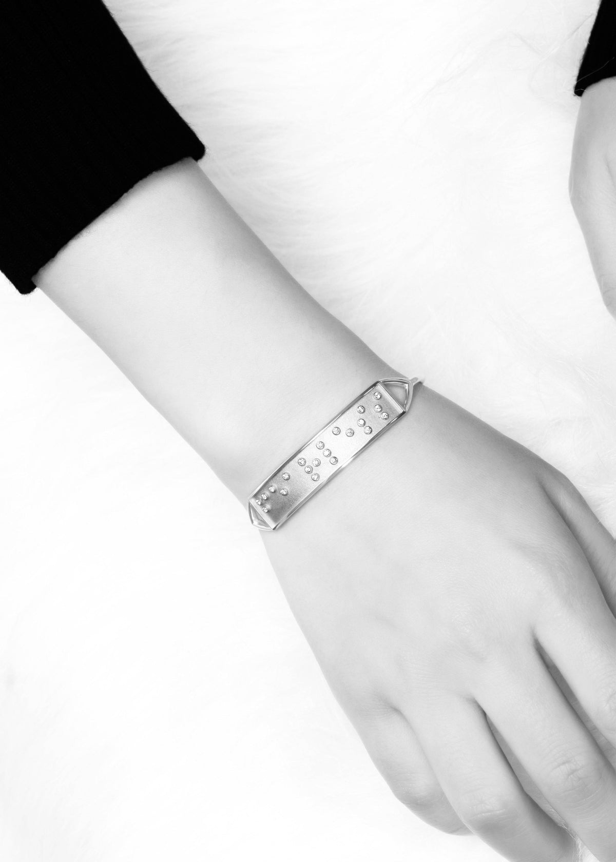 Touchstone Mon Amour Cuff Silver Braille Crystals on model