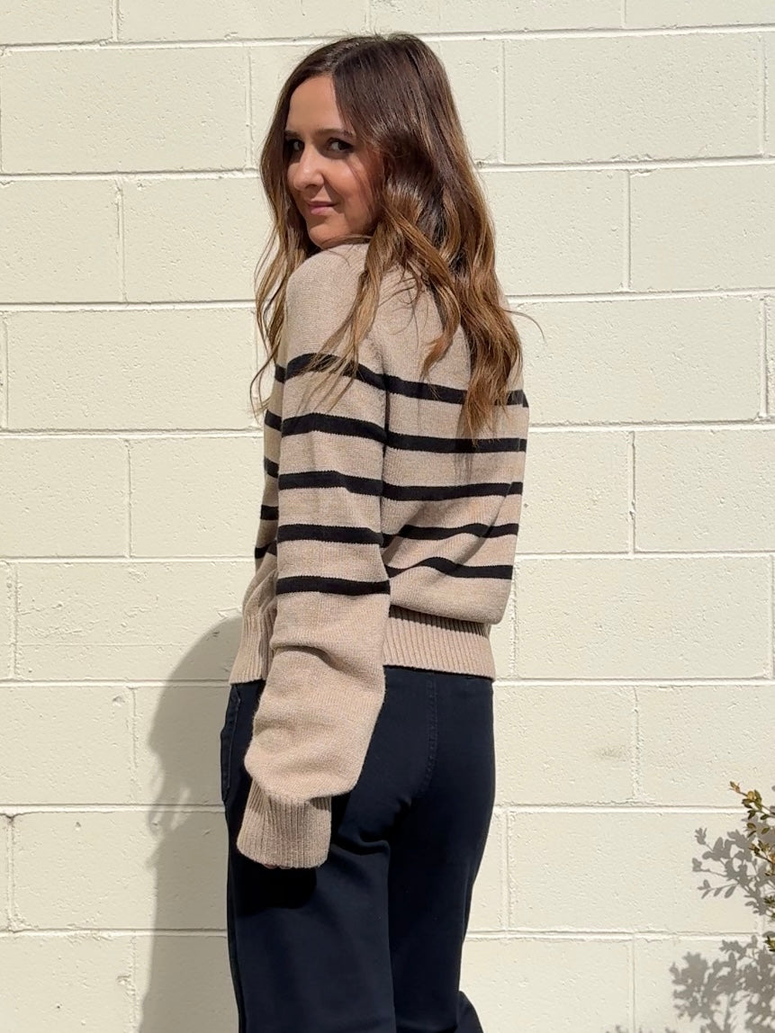 Aureum | Maxine Striped Mock Neck Sweater | Sweetest Stitch