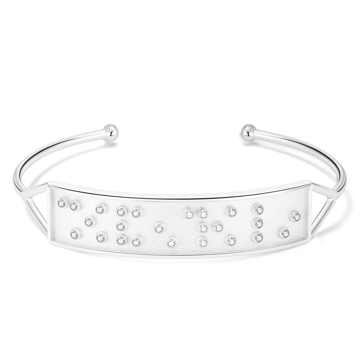 Touchstone I Love You Cuff Silver "I Love You" in Braille Crystals