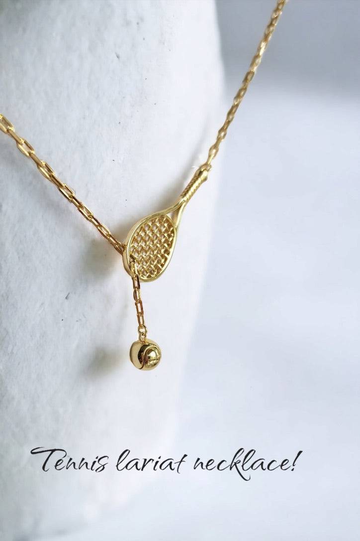 Lovematch Tennis Lariat Racquet And Ball Necklace Gold