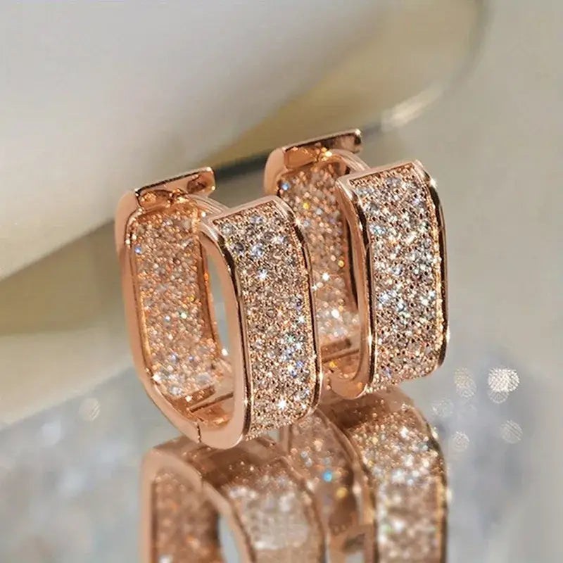 Gold U Shaped Diamond Earrings - Yayas Glam & Gift Shop