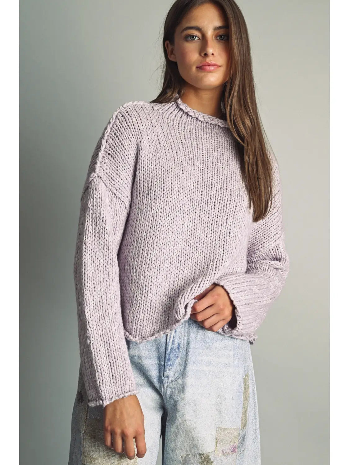 Miou Muse | Mandy Mock Neck Sweater - Lavender | Sweetest Stitch