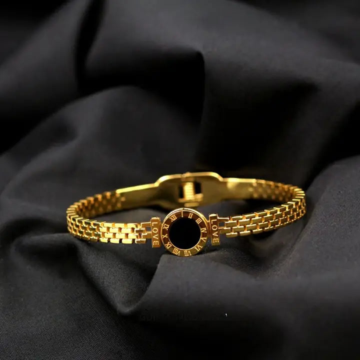 18k Gold Engraved Love Bangle - Yayas Glam & Gift Shop