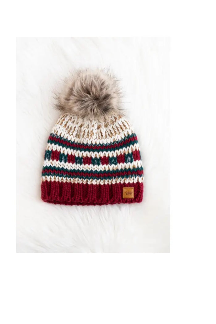 Beige, red & green stripe