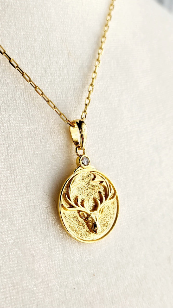 Gold Zodiac Virgo Antler Necklace