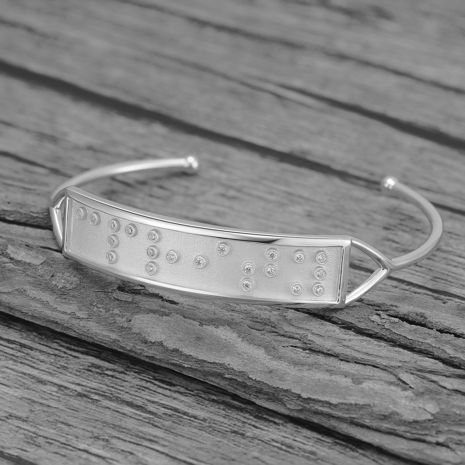 Touchstone Clarity Cuff Silver on wood surface
