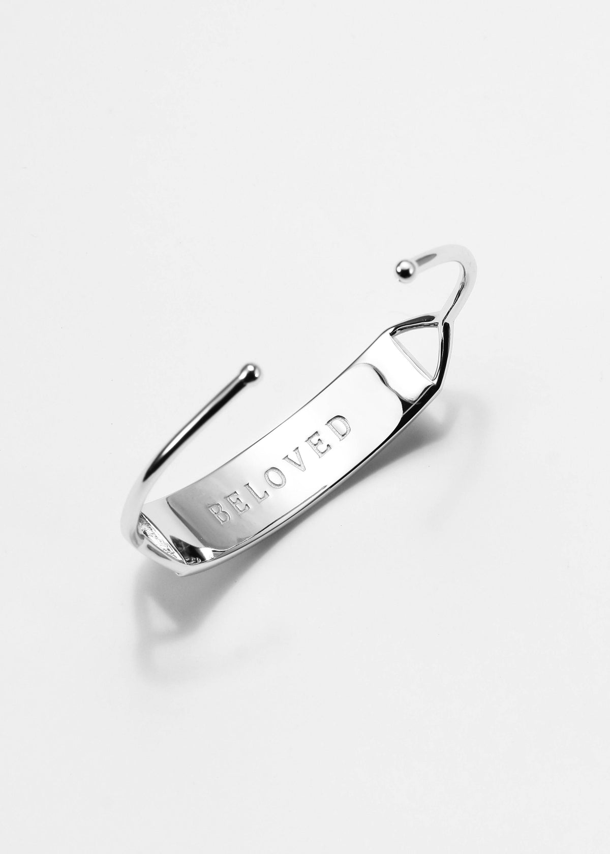 Touchstone Beloved Cuff Silver with "Beloved" engraved in plain text on reverse