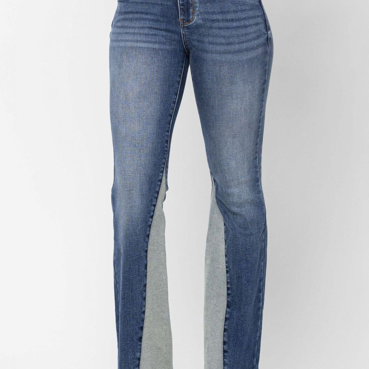Judy Blue Full Size Mid Rise Raw Hem Slit Flare Jeans