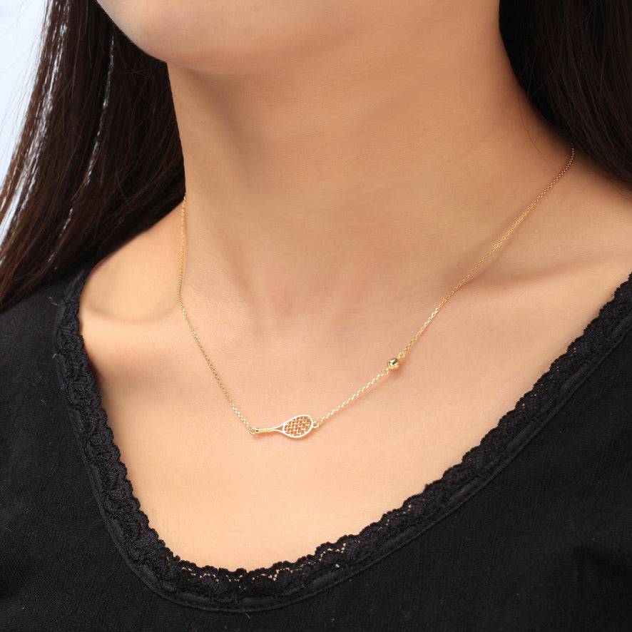 LoveMatch Tennis BABY ACE Gold Racquet and Ball Necklace