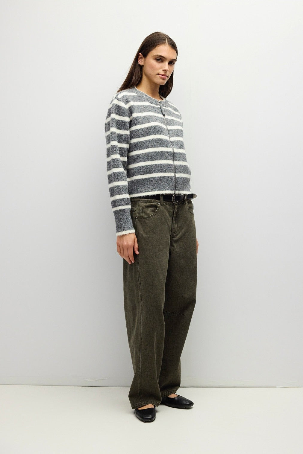 Mod Ref | Natalia Striped Zipper Sweater | Sweetest Stitch Boutique