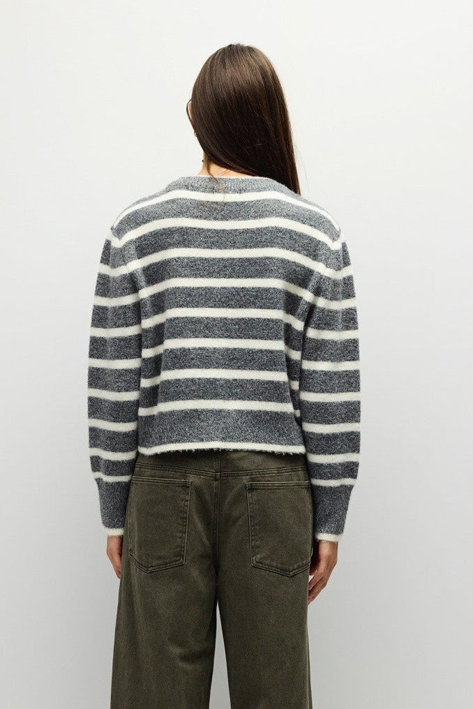 Mod Ref | Natalia Striped Zipper Sweater | Sweetest Stitch Boutique