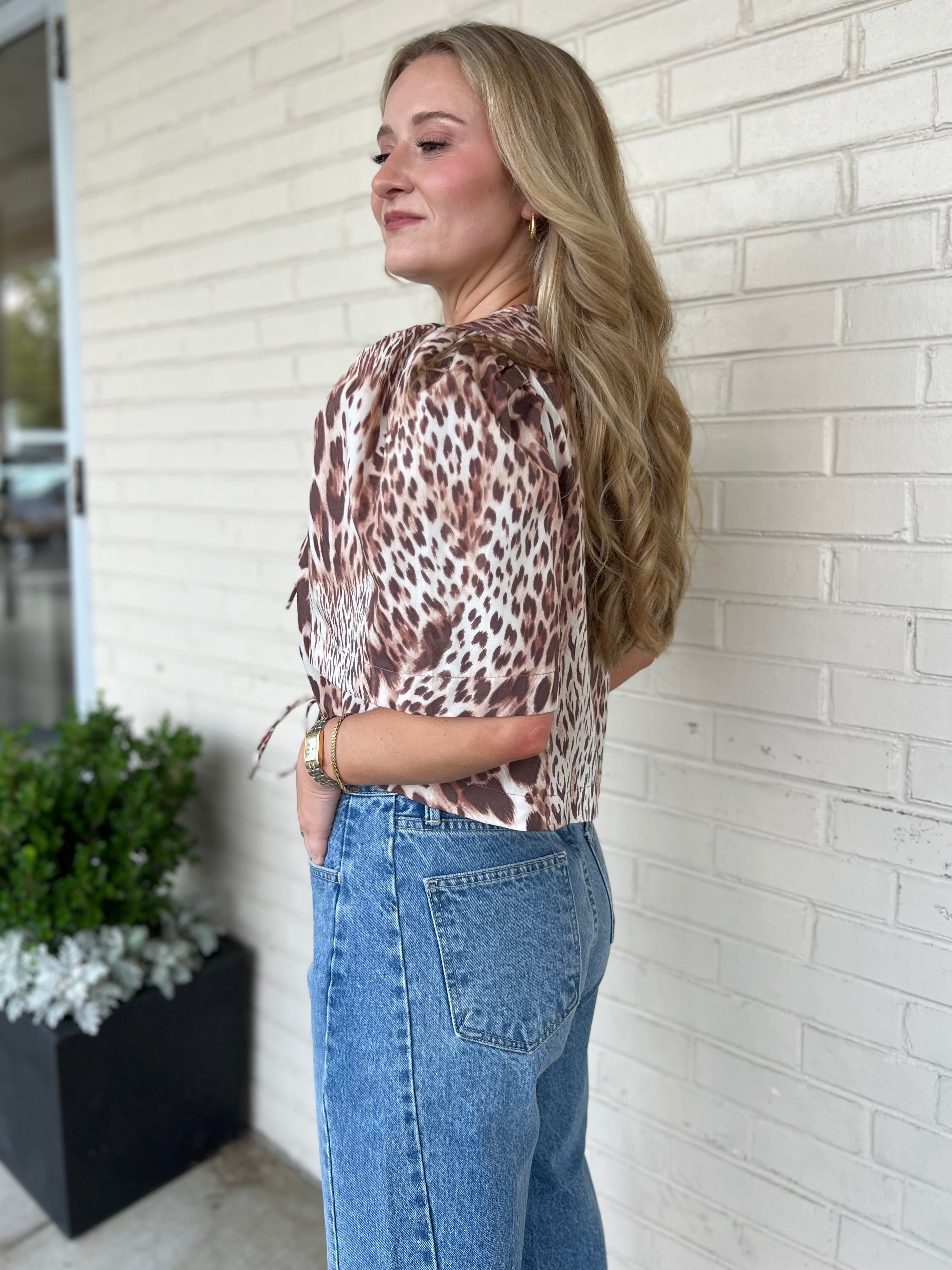 Olivaceous | Sophie Leopard Front Tie Top | Sweetest Stitch Boutique