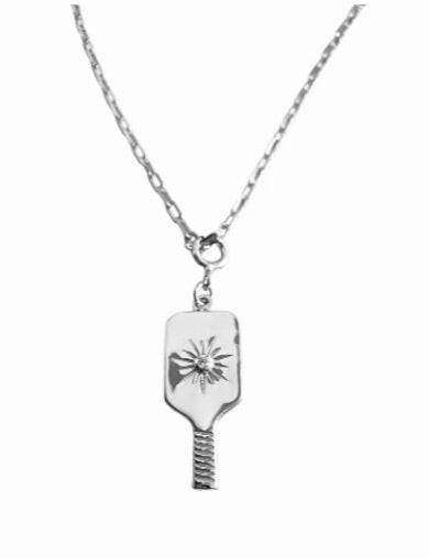 Pickleball Paddle Silver Paddle Charm Necklace