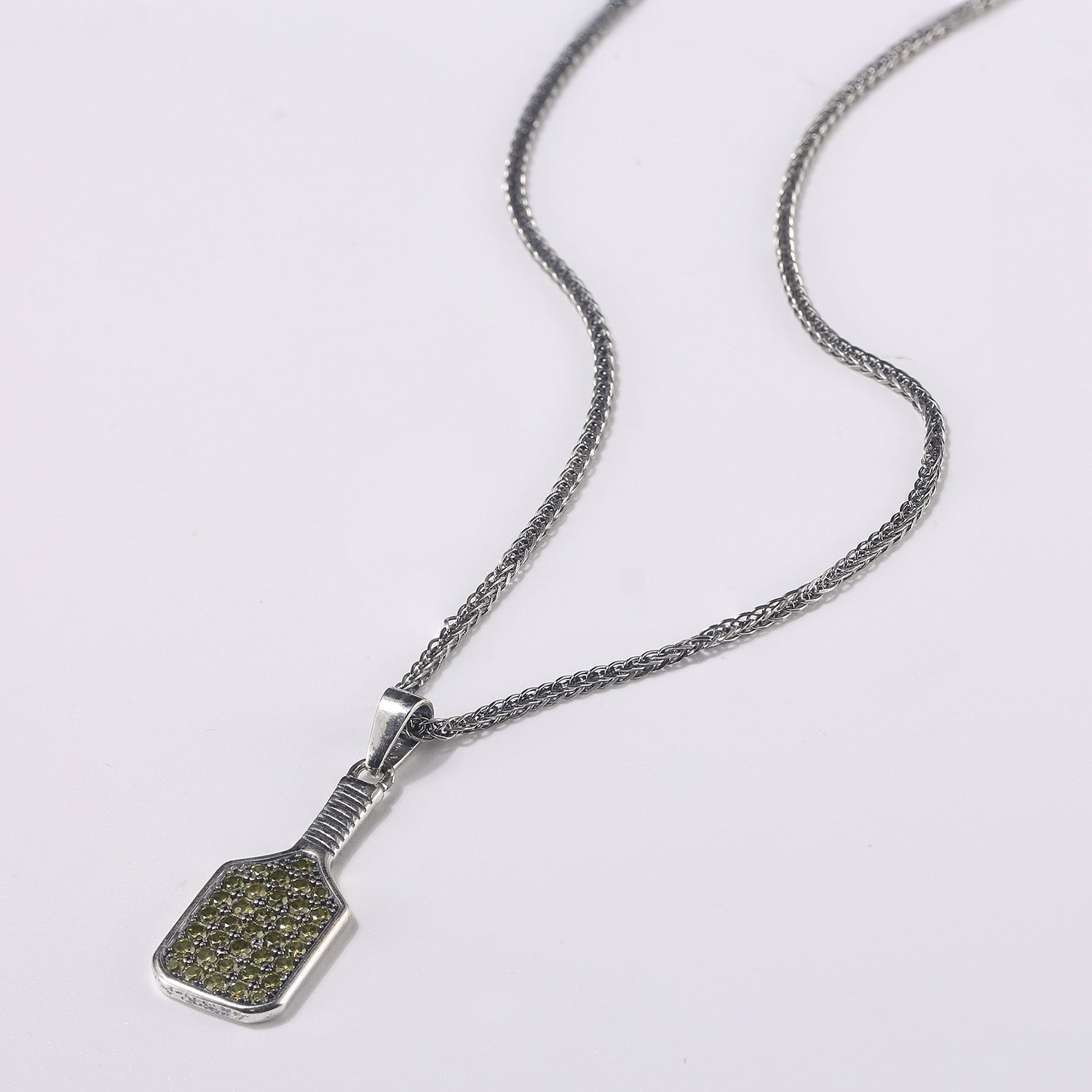 Pickleball Baller Paddle Necklace Silver