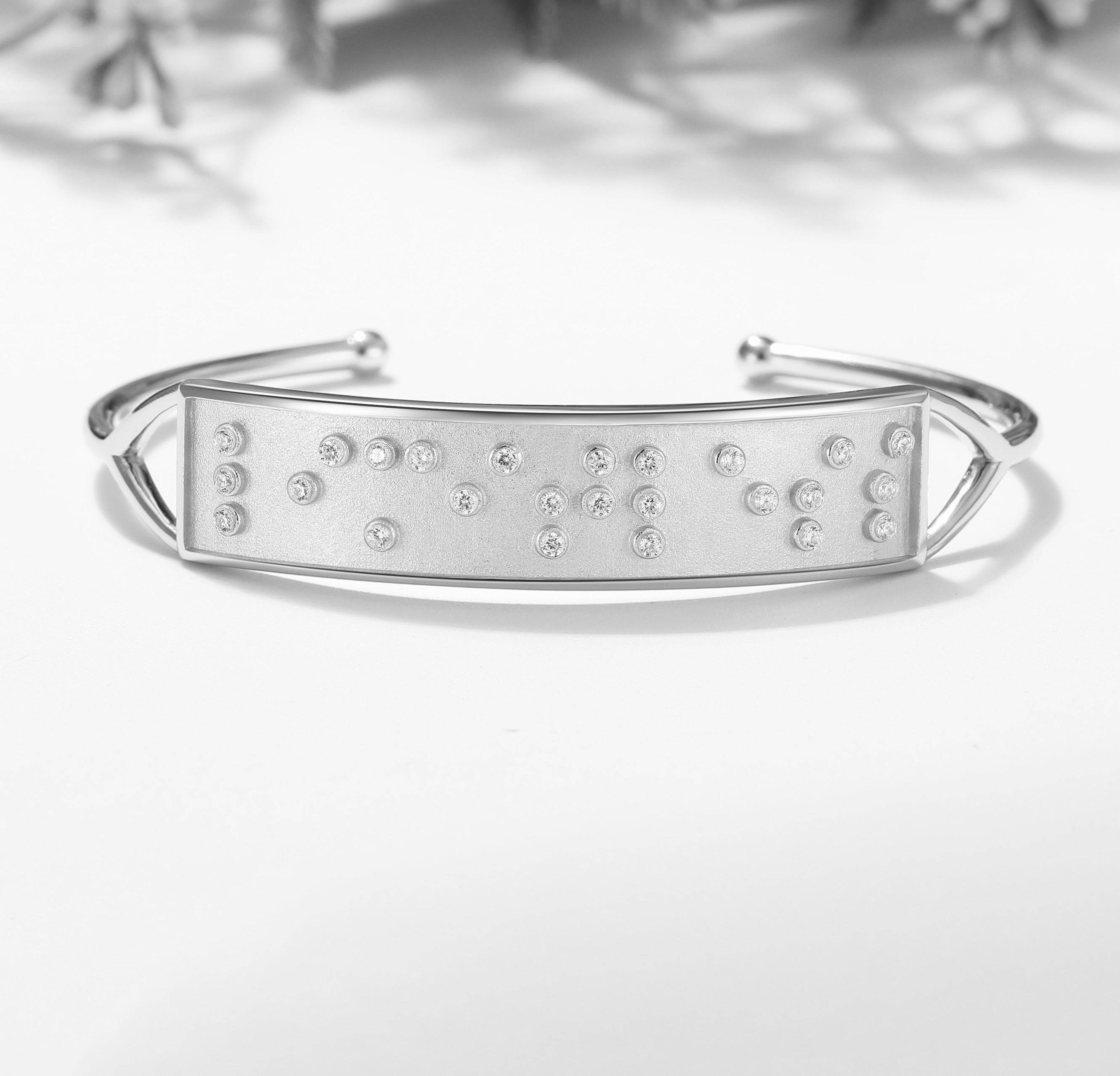 Touchstone Limitless Cuff Silver "Limitless" in Braille Crystals