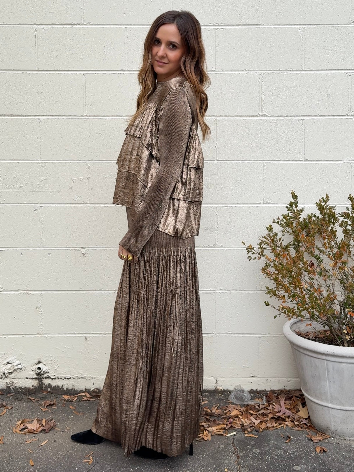 Current Air | Miley Wide Leg Metallic Pants | Sweetest Stitch Boutique