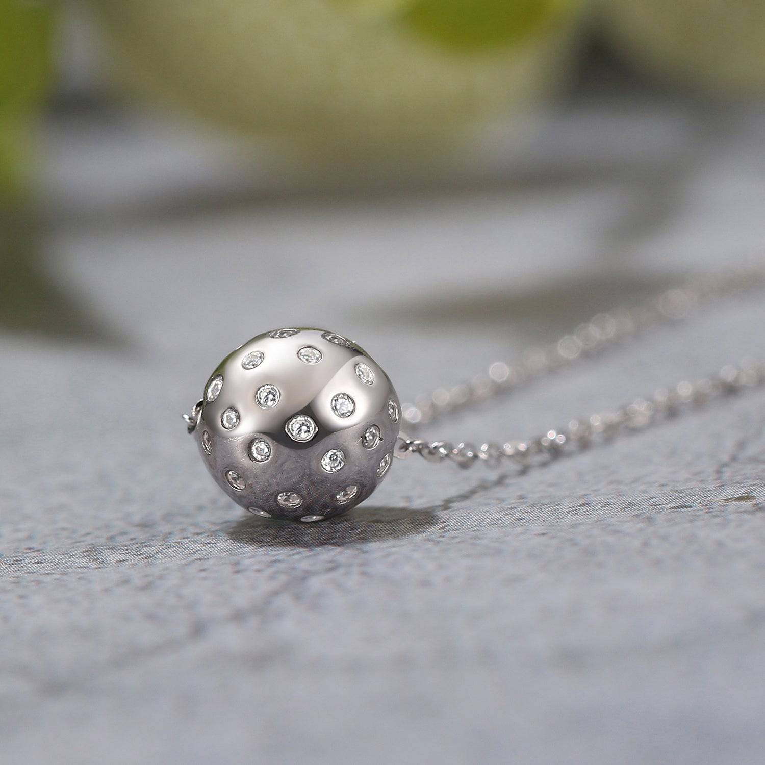 Pickleball Babe Belle BLING Ball Silver Necklace with Crystals