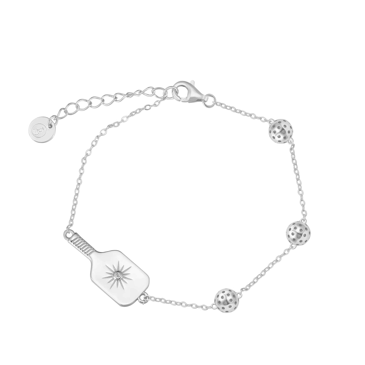 Pickleball Play It Forward Paddle and Balls Bracelet Silver