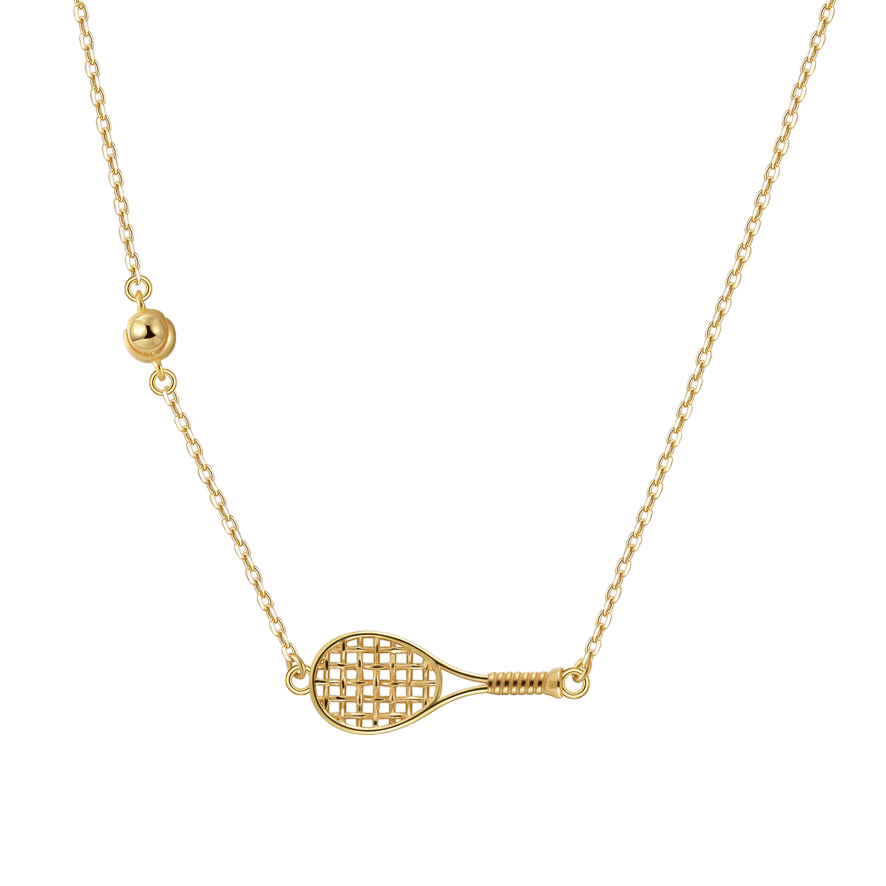 LoveMatch Tennis BABY ACE Gold Racquet and Ball Necklace