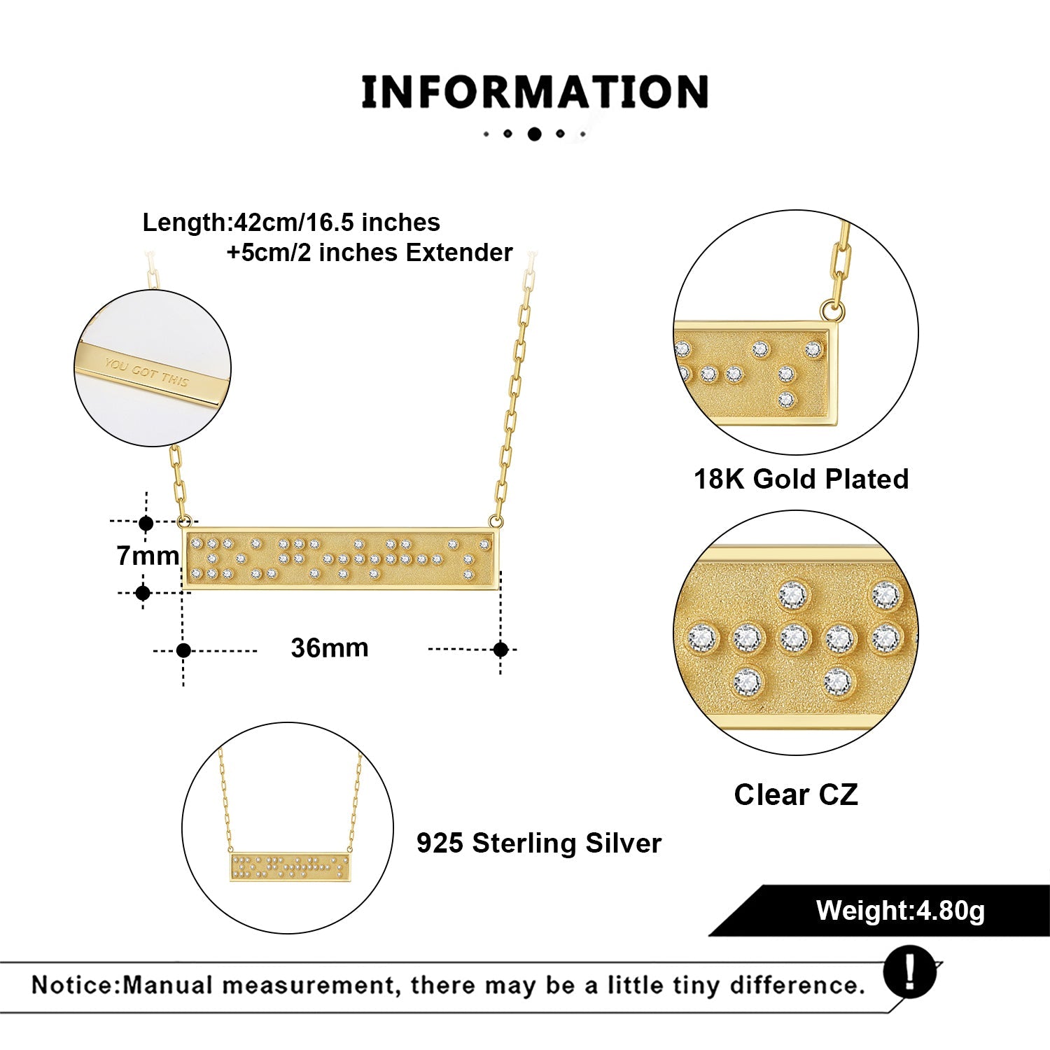 Touchstone You Got This Mini-Bar Necklace Gold