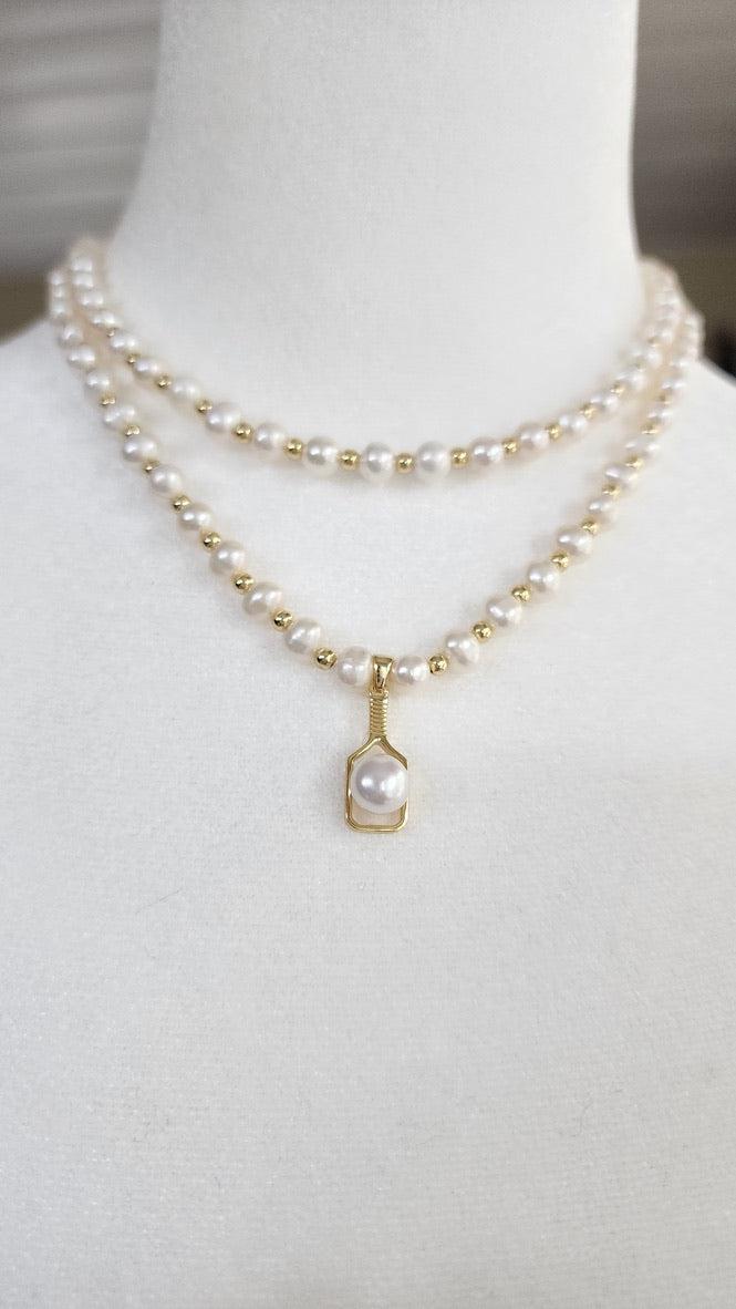 Pickleball Paddle Pearly Choker Necklace