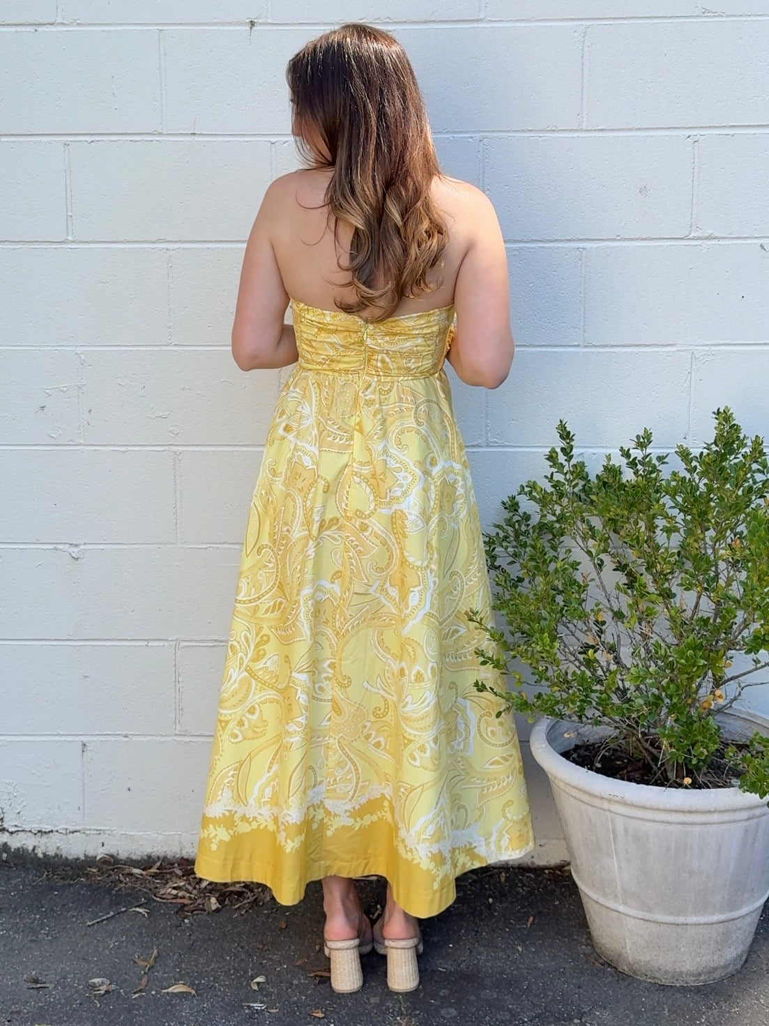 Olivaceous | Maisie Strapless Paisley Midi Dress | Sweetest Stitch RVA