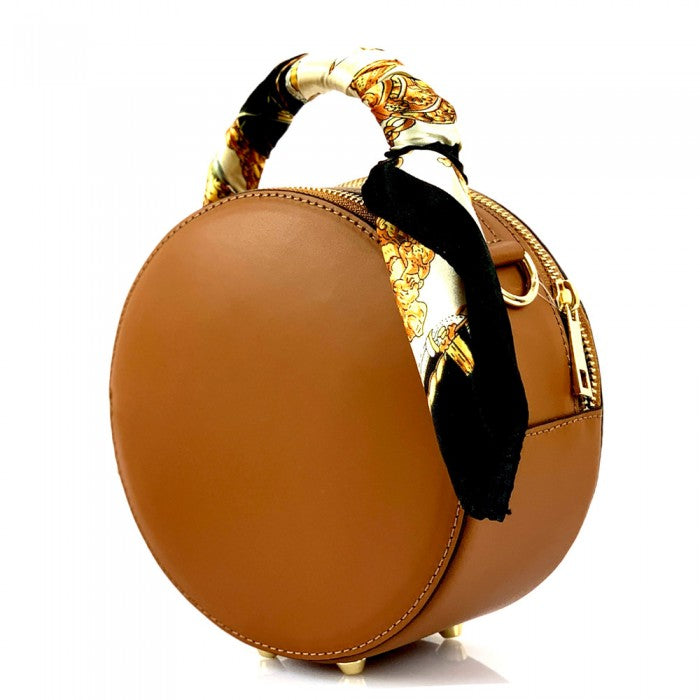 Round Genuine Leather Crossbody Handbag - Yayas Glam & Gift Shop