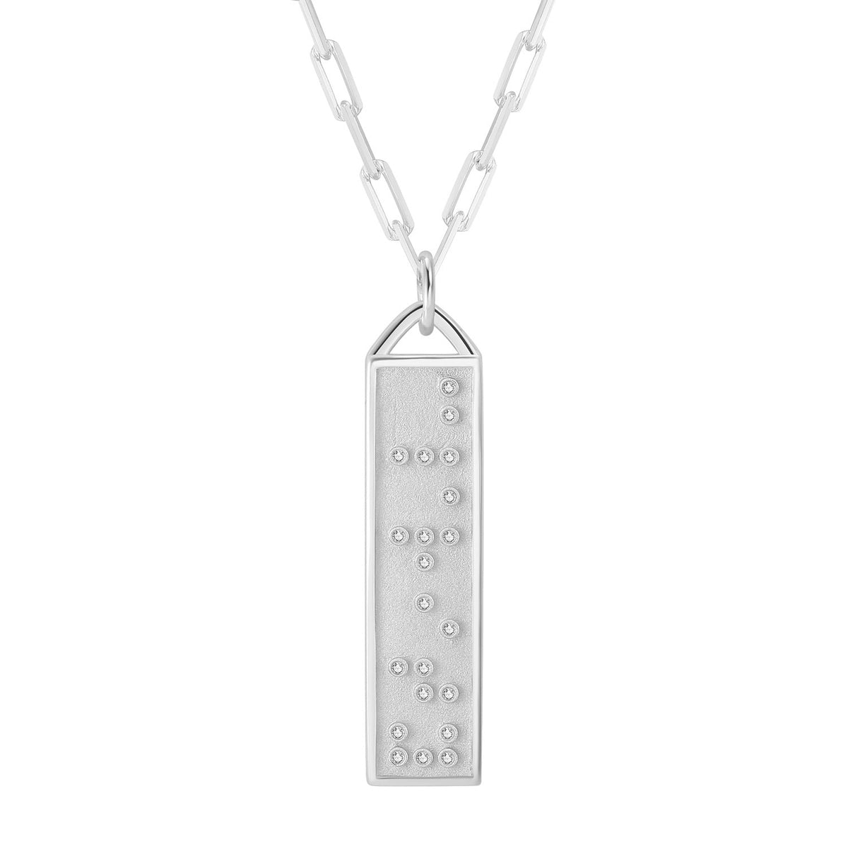 Braille message necklace 'Clarity' Silver and Crystals