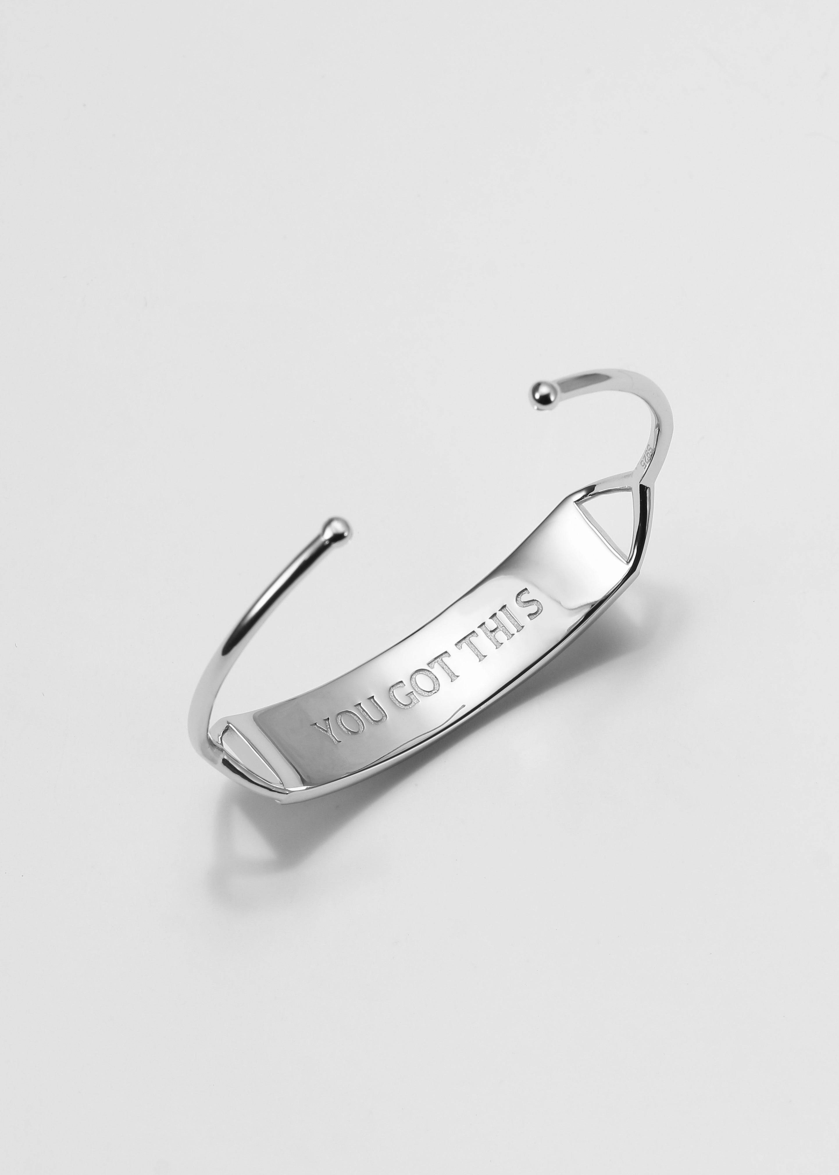 Touchstone You Got This Silver Cuff with "You Got This" engraved in plain text on reverse