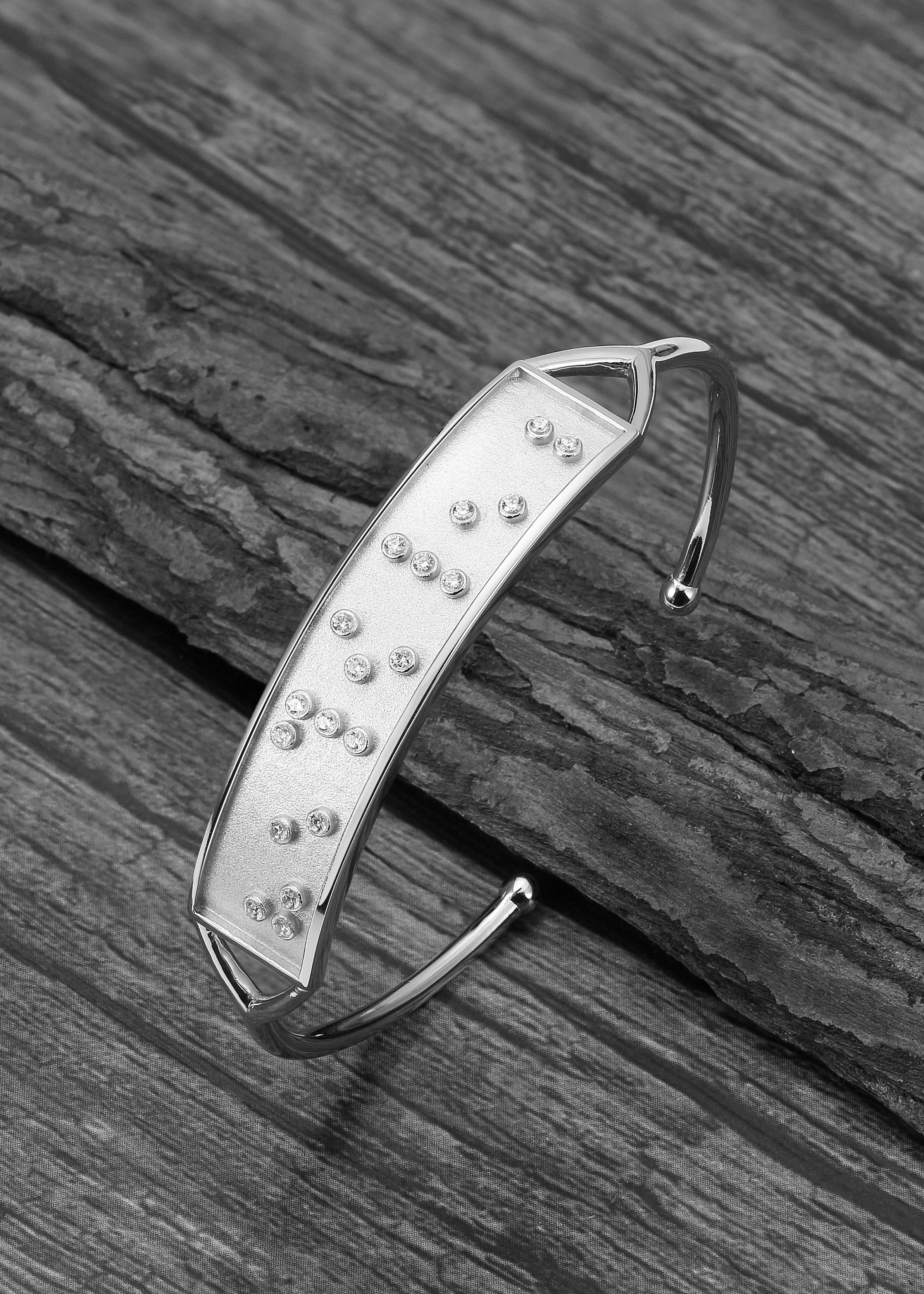 Touchstone Beloved Cuff Silver with Braille Crystals