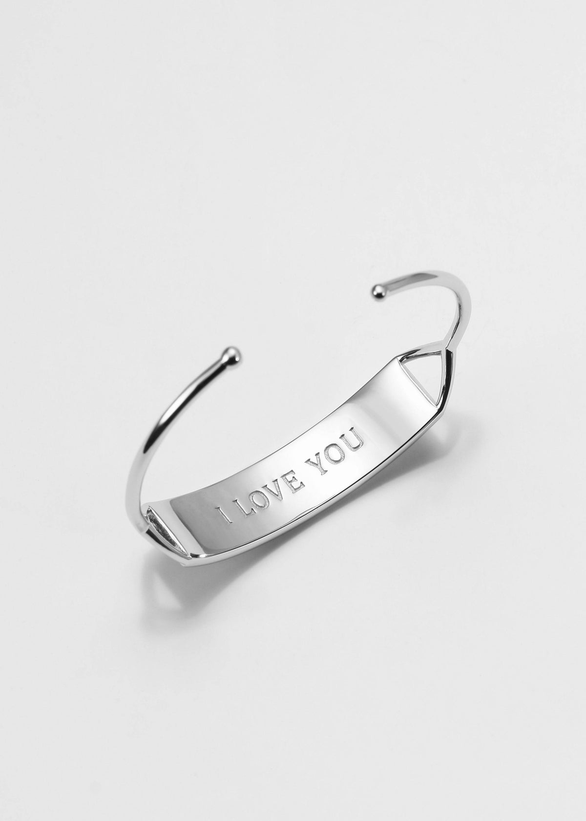 Touchstone I Love You Cuff Silver "I Love You" engraved in plain text on reverse