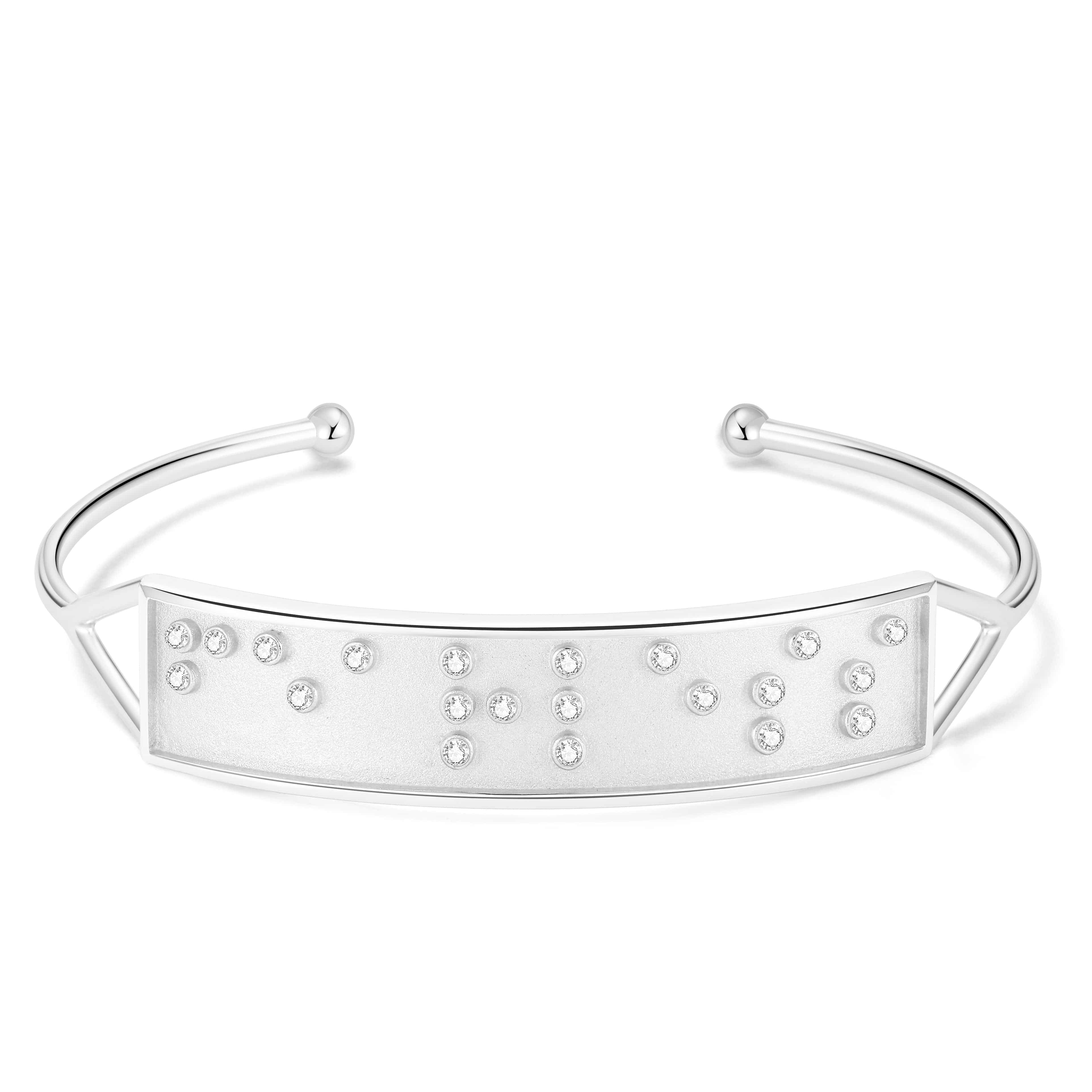 Touchstone Fearless Cuff Silver "Fearless" in Braille Crystals