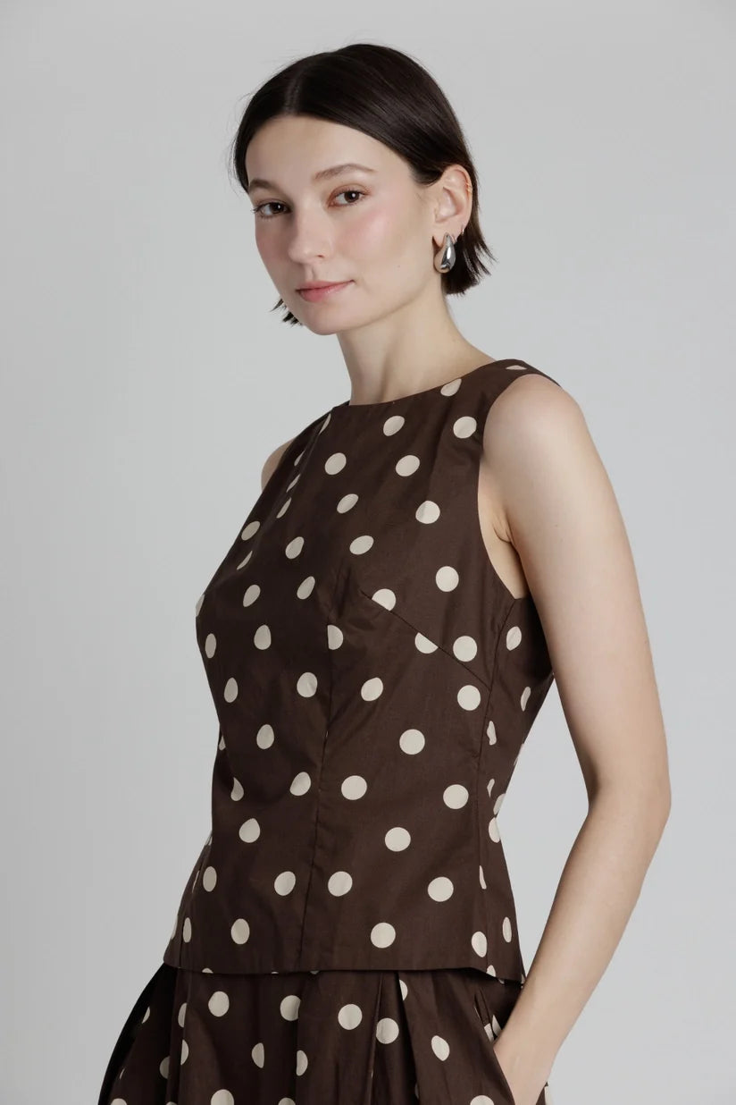 Aureum | Vivienne Polka Dot Sleeveless Top | Sweetest Stitch Boutique