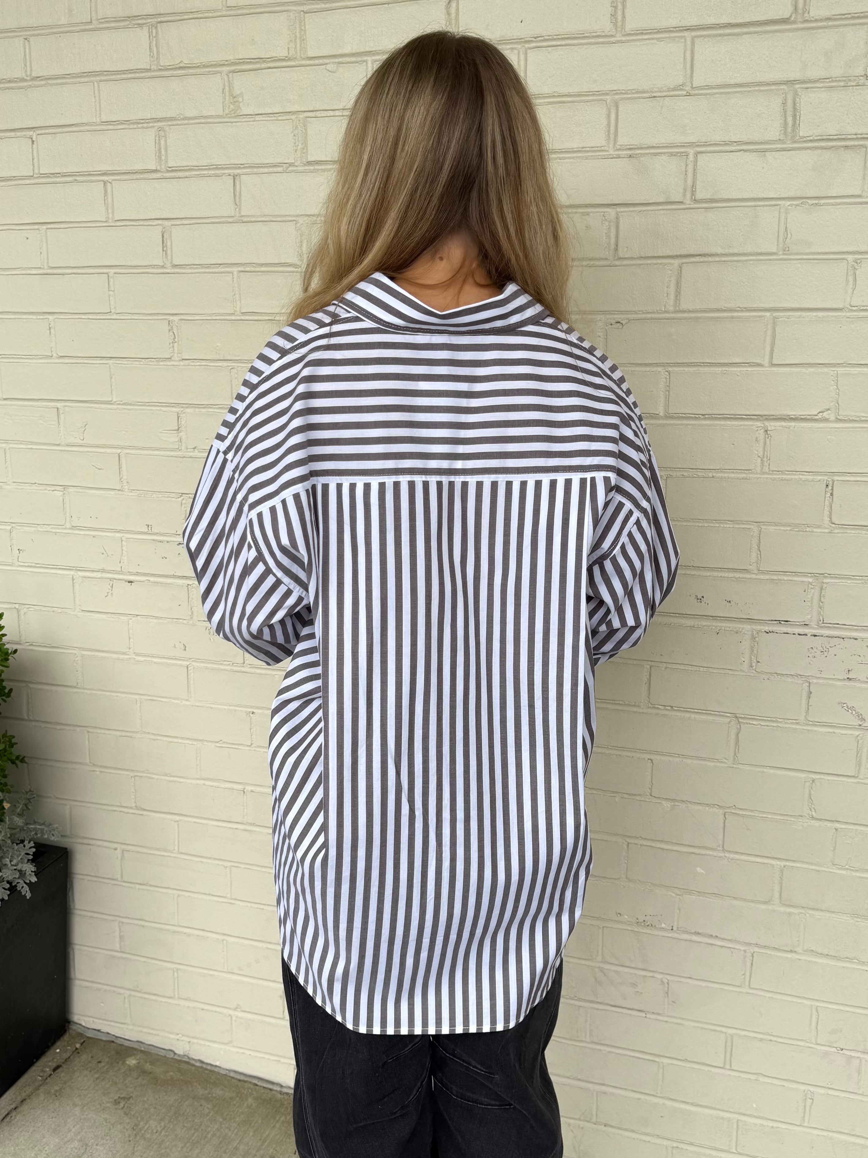 Olivaceous | Mayra Stripe Button Down Shirt | Sweetest Stitch