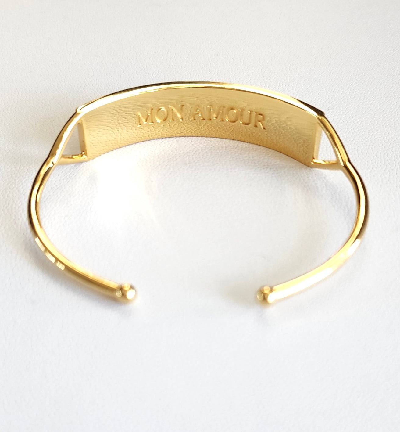 Touchstone Mon Amour Cuff Gold "Mon Amour" engraved on reverse in plain text