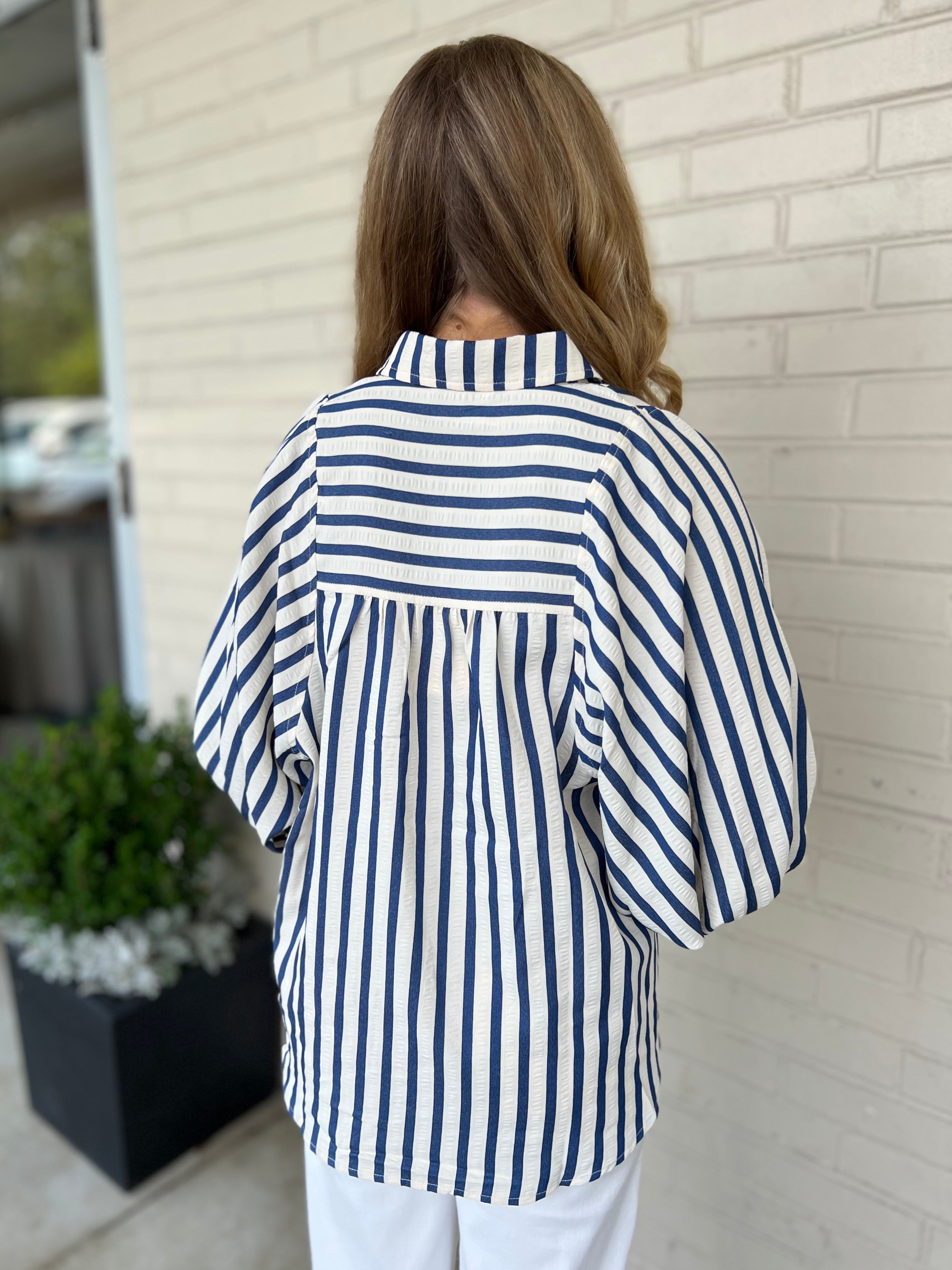 Entro | Esmerelda Striped Button Up Top | Sweetest Stitch Boutique
