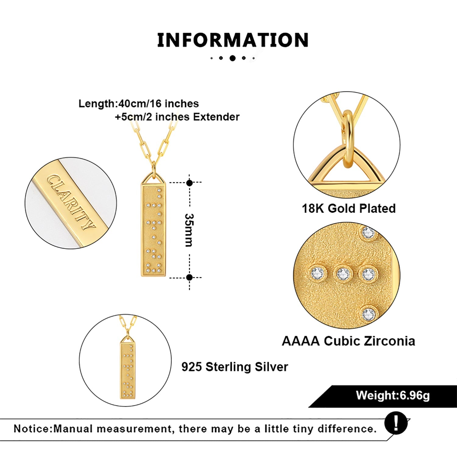 Touchstone Clarity Bar Necklace Gold
