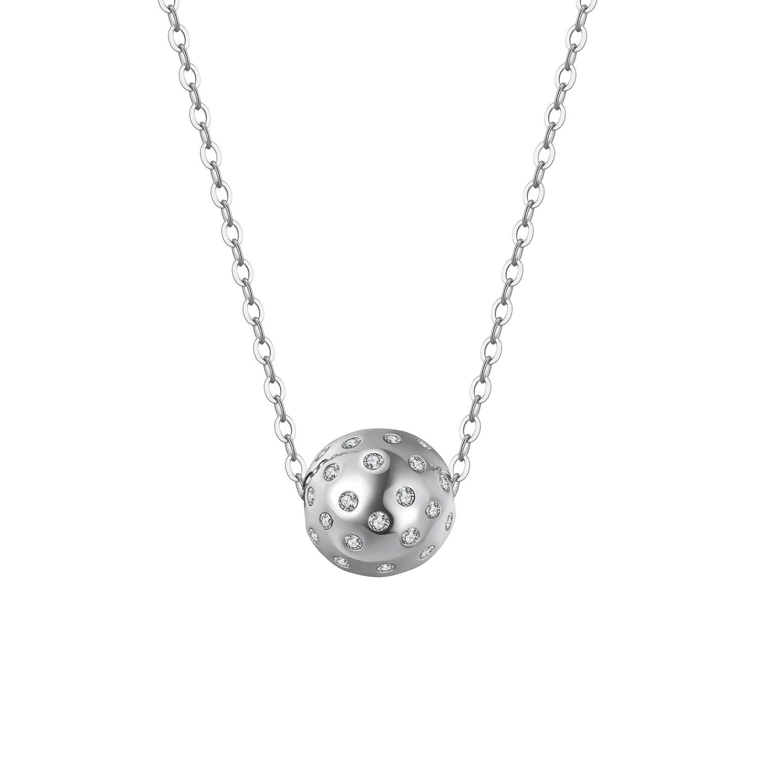 Pickleball Baby Belle BLING Ball Silver Necklace