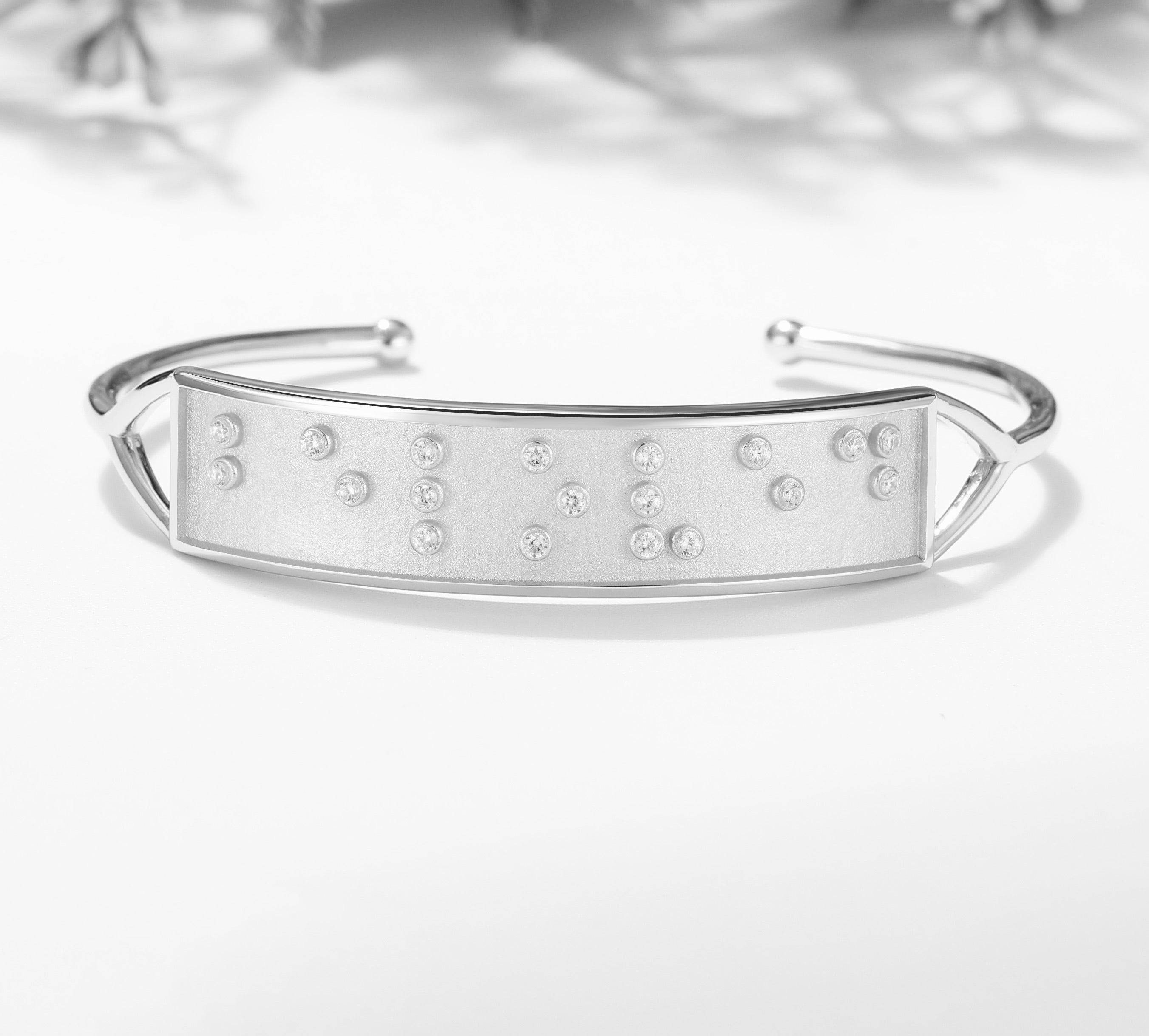 Touchstone Beloved Cuff Silver "Beloved" in Braille Crystals
