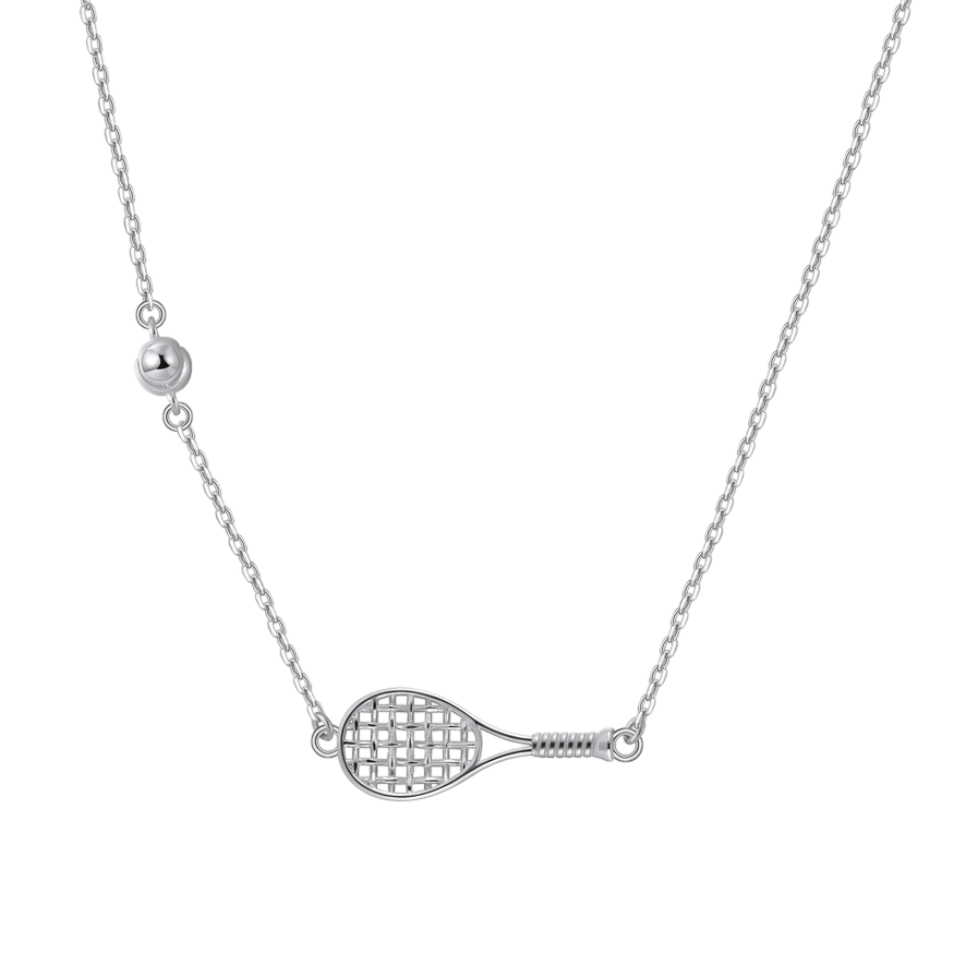 LoveMatch Tennis BABY ACE Silver Racquet and Ball Necklace