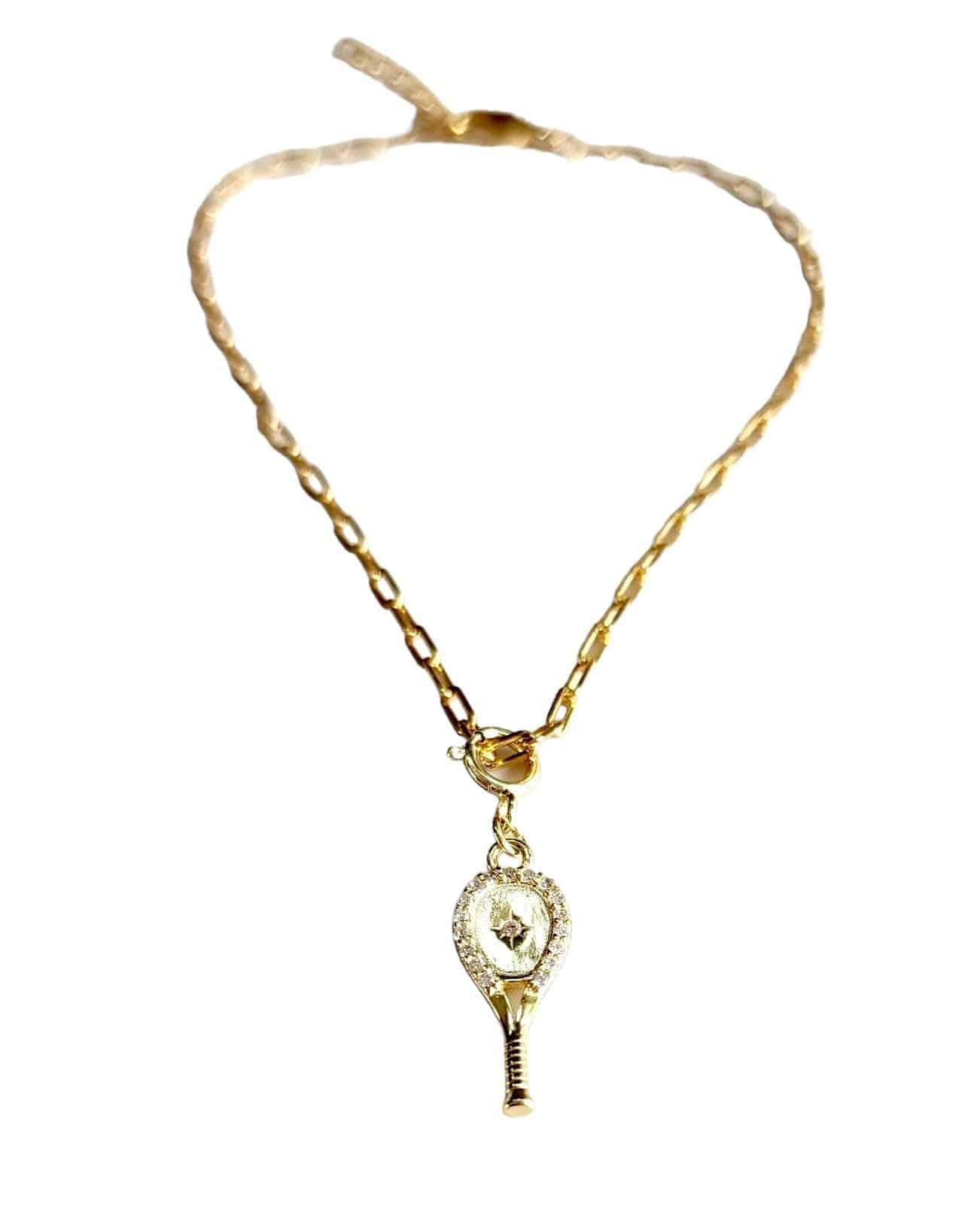 LoveMatch Tennis Racquet Charm Bracelet Gold
