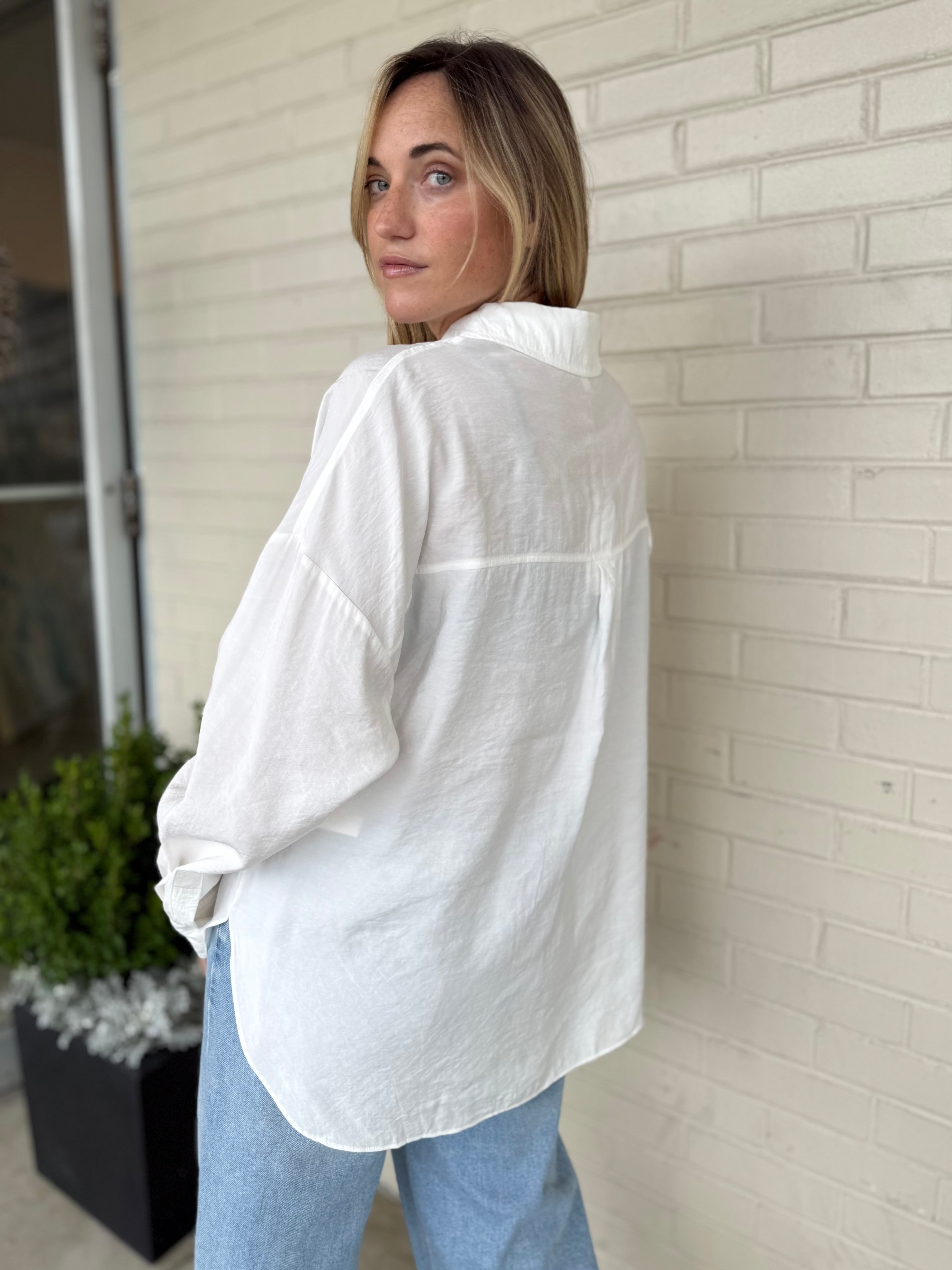 Grade & Gather | Olive Button Down Top - Off White | Sweetest Stitch