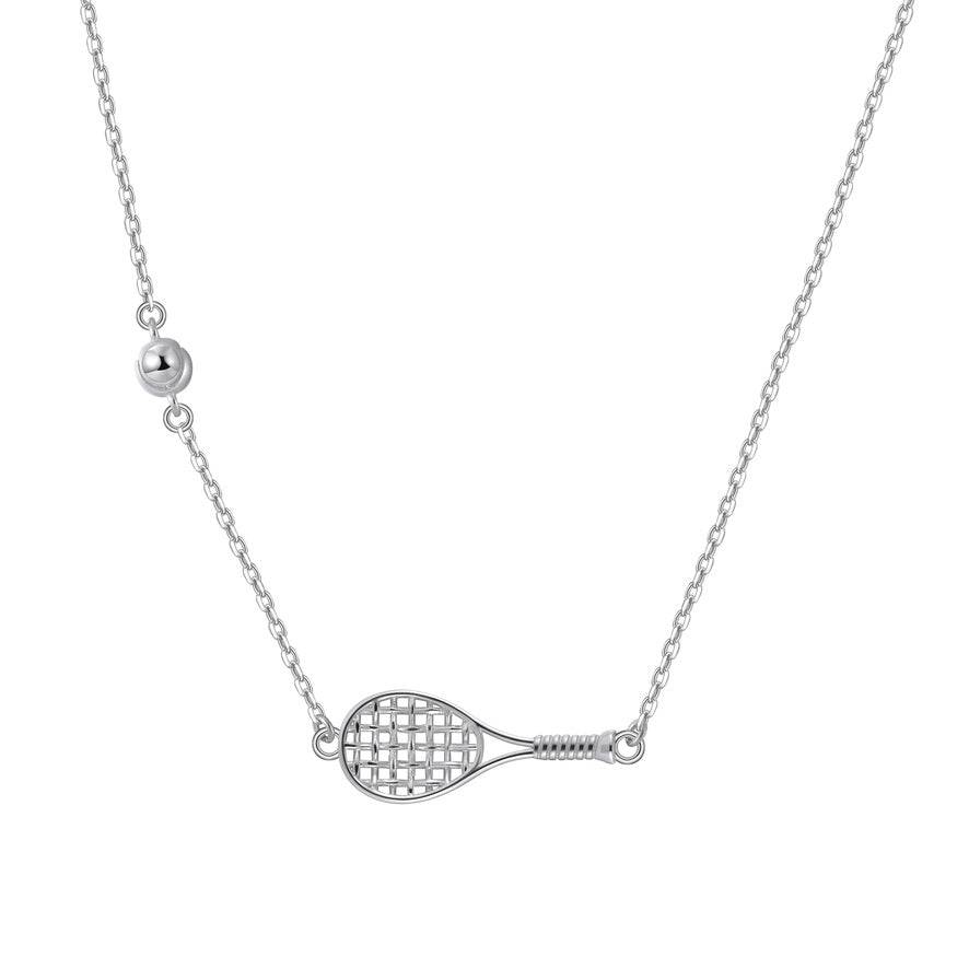 LoveMatch Tennis BABY ACE Silver Racquet and Ball Necklace