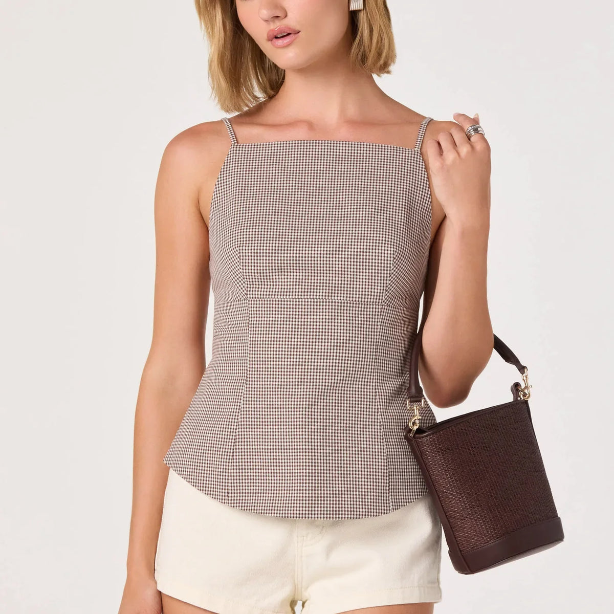 Nora Gingham Open Back Top – Shoptiques