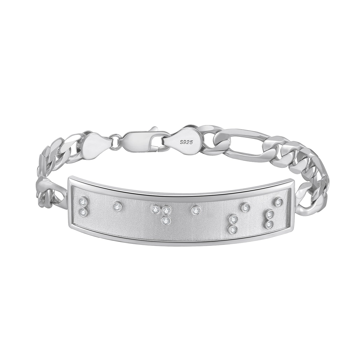 Touchstone Badass ID Link Bracelet in Silver with Braille Crystals