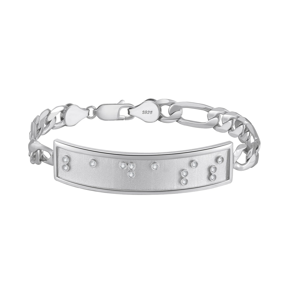 Touchstone Badass ID Link Bracelet in Silver with Braille Crystals