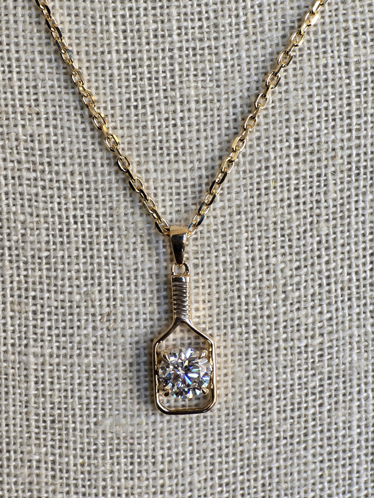 Diamond pickleball paddle FINE 14K necklace