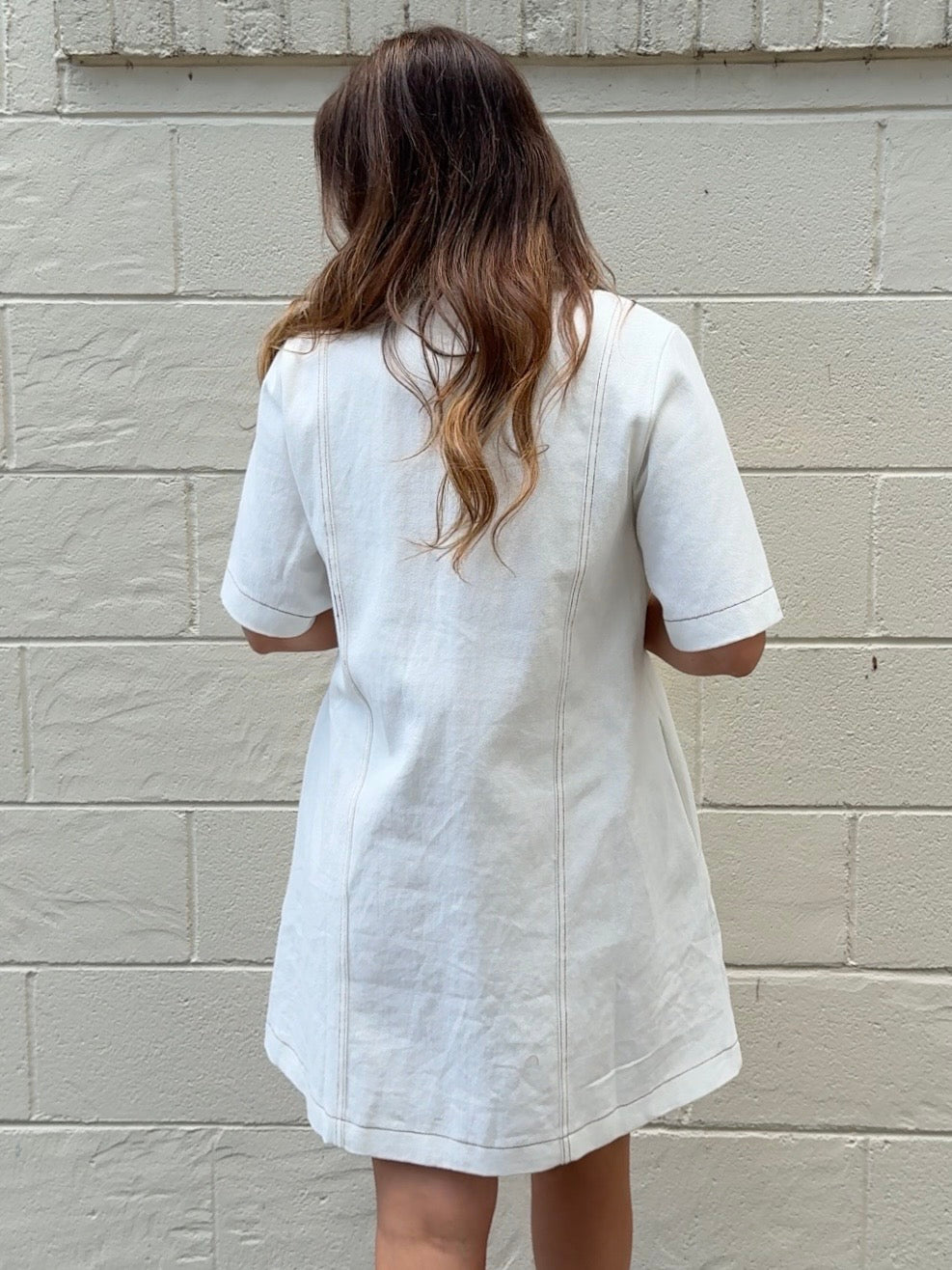 Entro | Whitney Button Front Off White Denim Dress | Sweetest Stitch