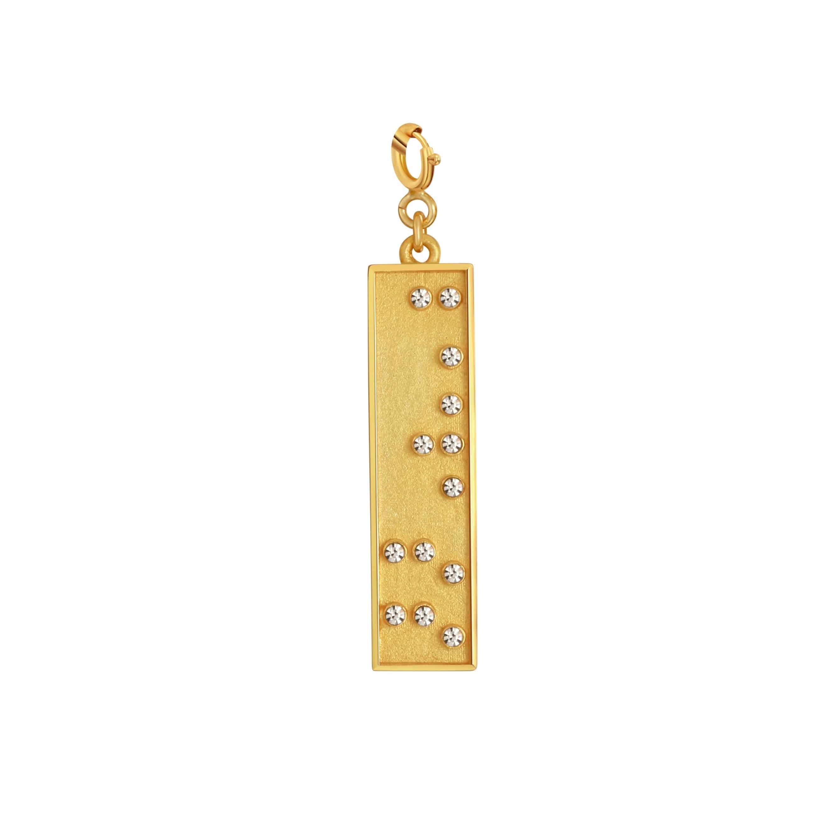 Touchstone Badass Braille Crystals Clip on Pendant Gold