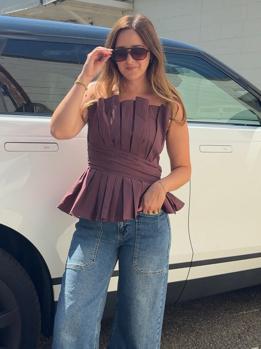 Entro | Rita Pleated Strapless Top | Sweetest Stitch Boutique Richmond